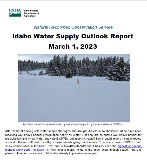 Cover of the Mar 1, 2023 Water Supply Report